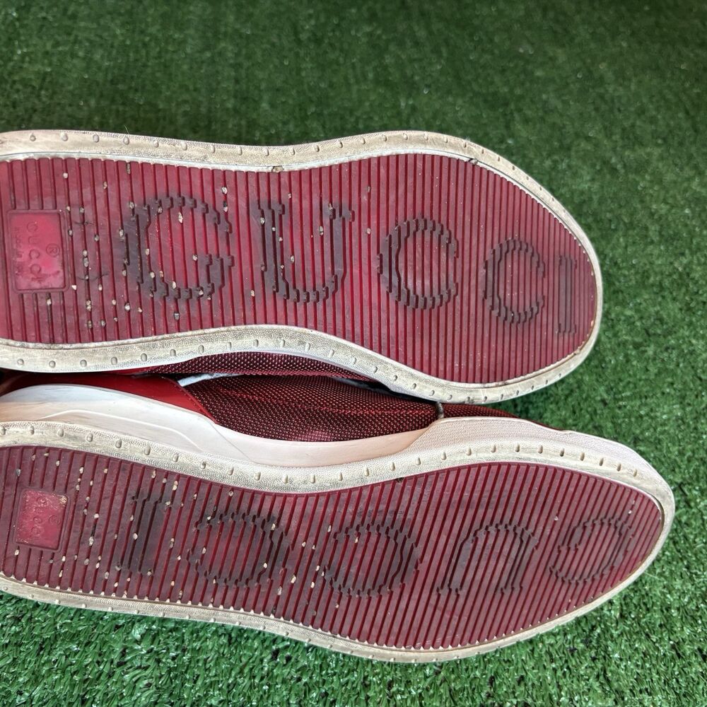 Authentic Gucci Signature High Red Mens High Top Sneakers 10.5 Shoes - Picture 8 of 8